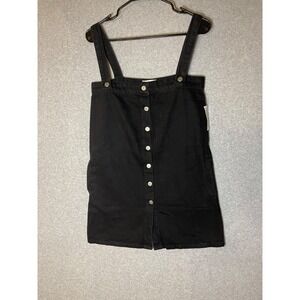 Urban Outfitters Aria Pinafore Overall Denim Dress Small Black Button Up Pockets
